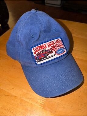 Vintage Washed Blue NHRA “Support your local drag racer” adjustable hat